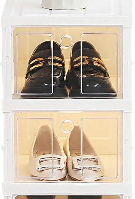 OEM Shoe Organizer for Closet 3 Tier, Foldable Plastic Shoe Boxes with Lids Clear Stackable Organizers, All-in-One Small Shoe Rack for Front Door Entrance Fit Sneaker Short Boot Shoe Storage Box Factory