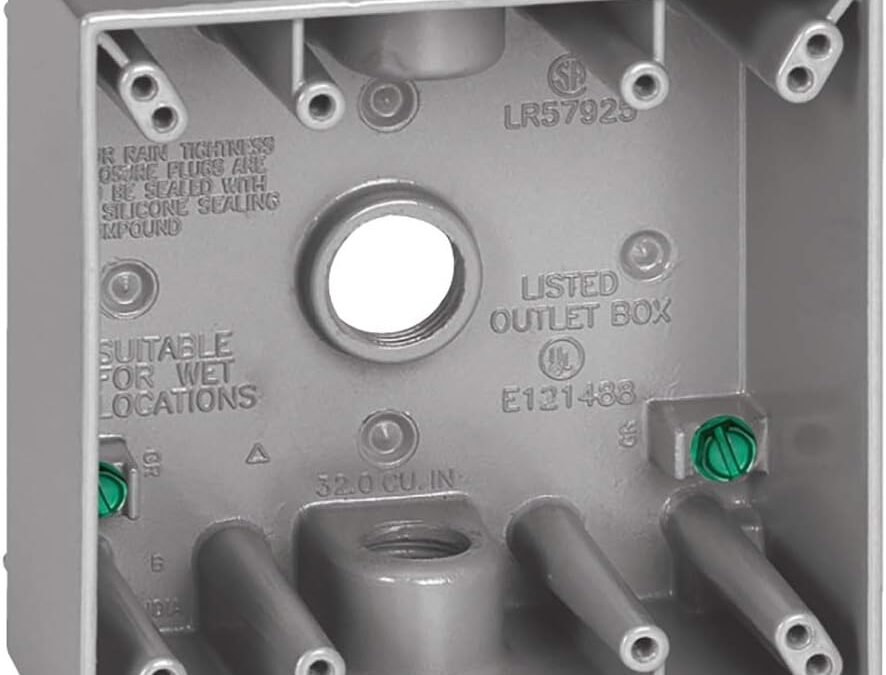 OEM Sigma Electric 14350 Sigma Outlet Box 4-1/2″ Hx4-1/2 Wx2-1/10 D Al 2 Gang, Three 1/2″ Holes Gray Shrinkwrap, No Size, Grey Factory