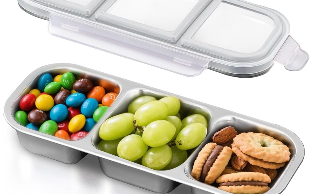OEM Snack Containers Stainless Steel – Leakproof 3 Compartment Bento Box, Reusable Snackle Box with Airtight Lids, Dishwasher, Oven & Freezer Safe for Travel Picnics (20oz, Grey) Factory