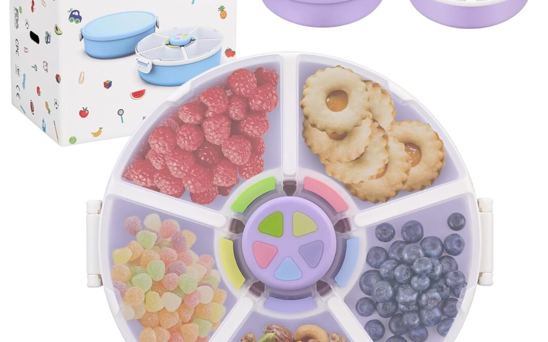 OEM Snack Rotator Container Reusable Snack Box with 5 Compartment Dispenser and Lid, Color Matching Opening Lid, BPA and PVC Free, for Home, School, Travel (2 Pack- Pink) Factory