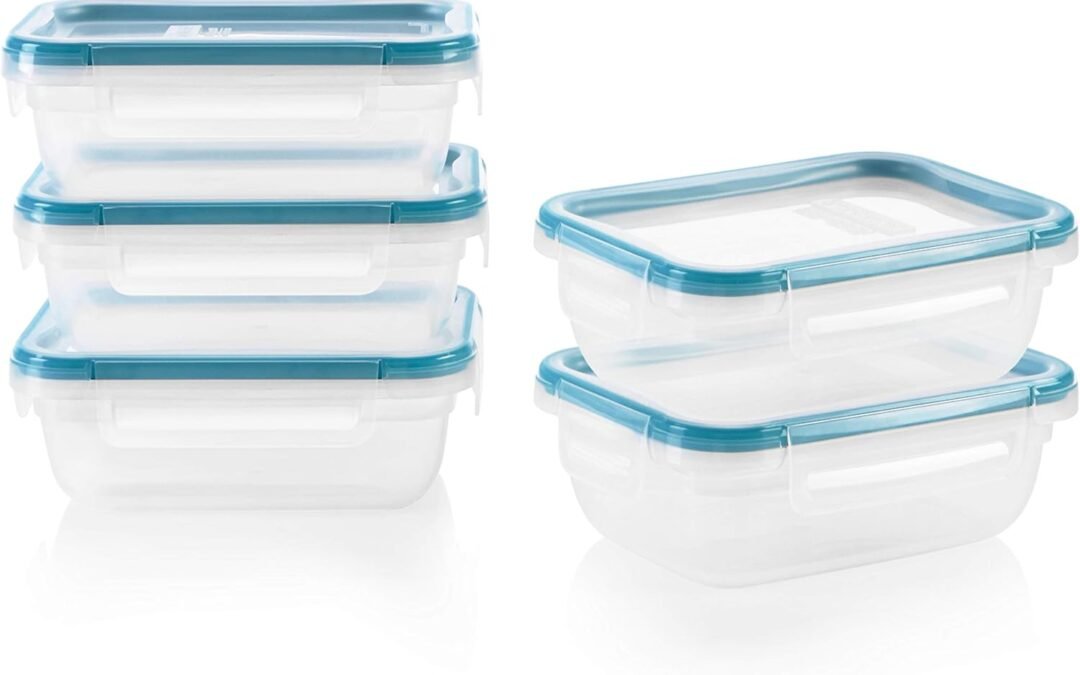 OEM Snapware Total Solution 5-Pack (3-Cup) Plastic Food Storage Containers Set, Leakproof & Airtight Locking Lids Rectangular Tupperware, Non-Toxic BPA-Free Lids, Microwave Dishwasher Freezer Safe Factory