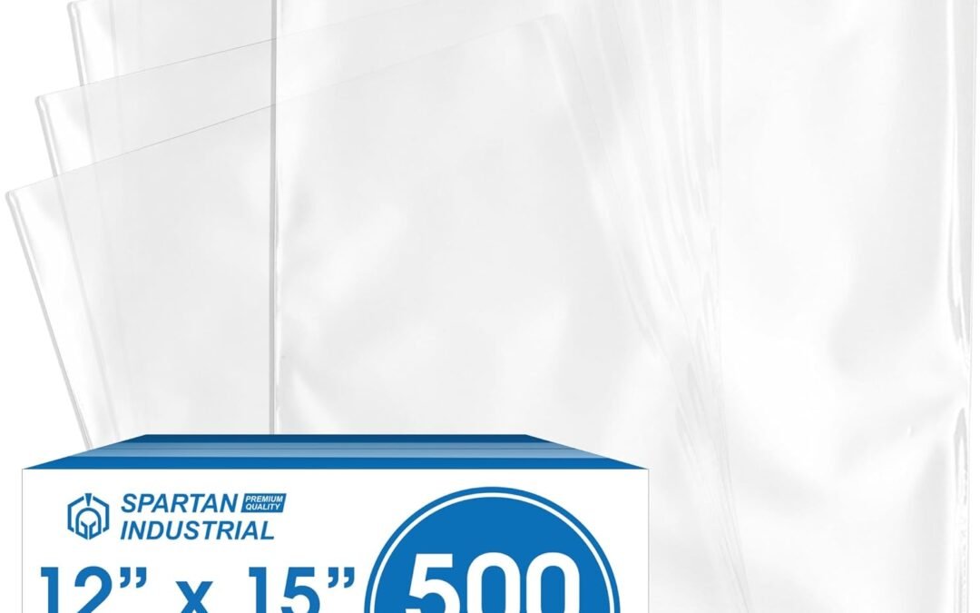 OEM Spartan Industrial – 12” X 15” (500 Count) 2 Mil Heavy Duty Flat Open End Clear Plastic Poly Bags – For Packaging Electronics, Documents, Sweaters (Bags DO NOT Have Seal & DO NOT Have Prints) Factory