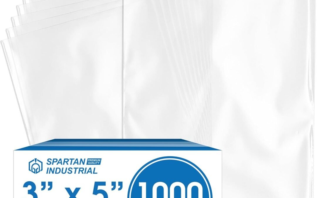 OEM Spartan Industrial – 3″ X 5″ Open-End Flat Poly Bags (1000 Count) Heavy Duty 2 Mil Clear Plastic for Packaging Cosmetics, Hardware, Crystals (Bags Do Not Have Seal and Do Not Have Prints) Factory