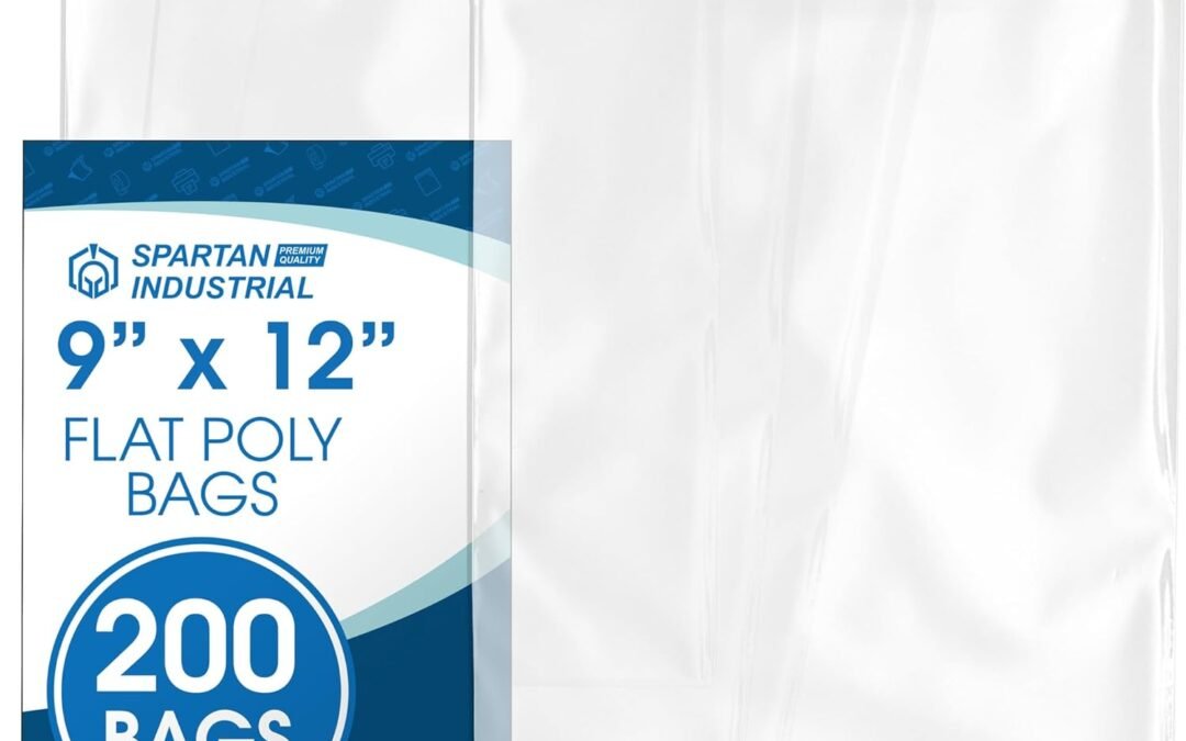 OEM Spartan Industrial – 9″ X 12″ Open-End Flat Poly Bags (200 Count) 1.1 Mil Clear for Clothing, Art, Journal Packaging (No Seal or Prints) Factory