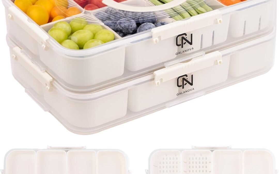 OEM Stackable Snackle Box Container with 2 Lids – 14 Compartment BPA-Free Snackle box Organizer, Dishwasher & Microwave Safe Reusable Snacklebox for Veggies, Fruits, Charcuterie, and Snacks, 2Pack Factory