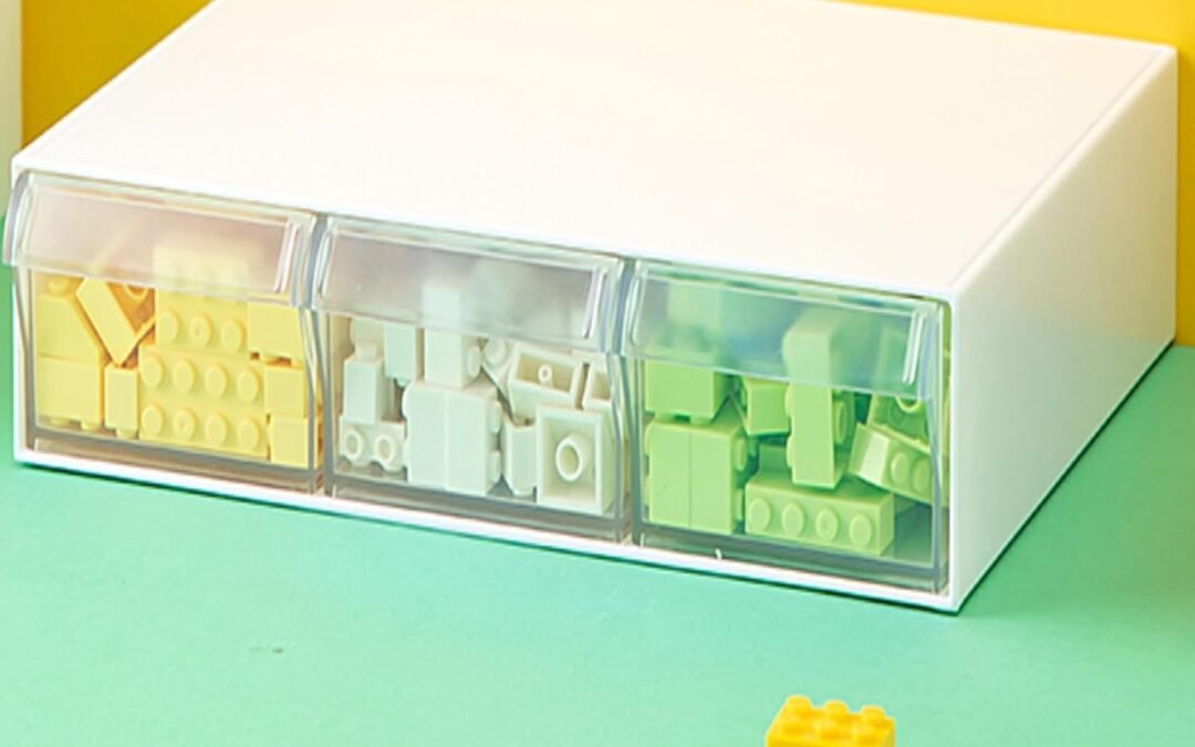 OEM Storage Organizer Box for Lego with 3 Compartments, 9.06 * 7.09 * 1.97”, White-Transparent Factory