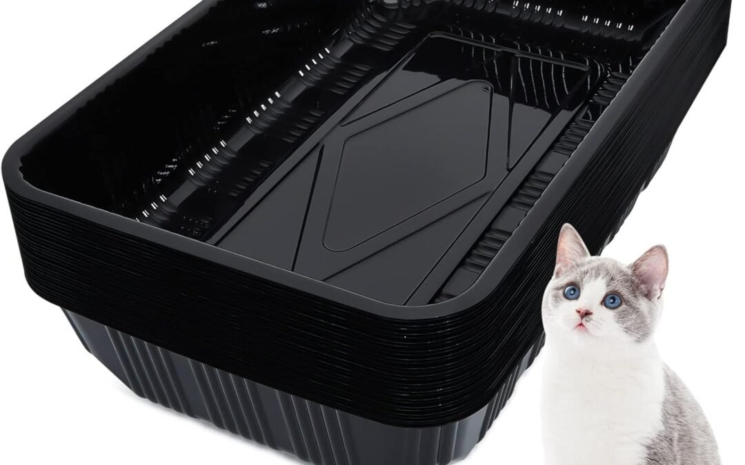 OEM Tessco for you 30 Pack Disposable Plastic Litter Boxes for Cats Disposable Cat Litter Tray for Small Pets Kitten Travel, 16.7 x 10.5 x 3.4 Inches (Black) Factory