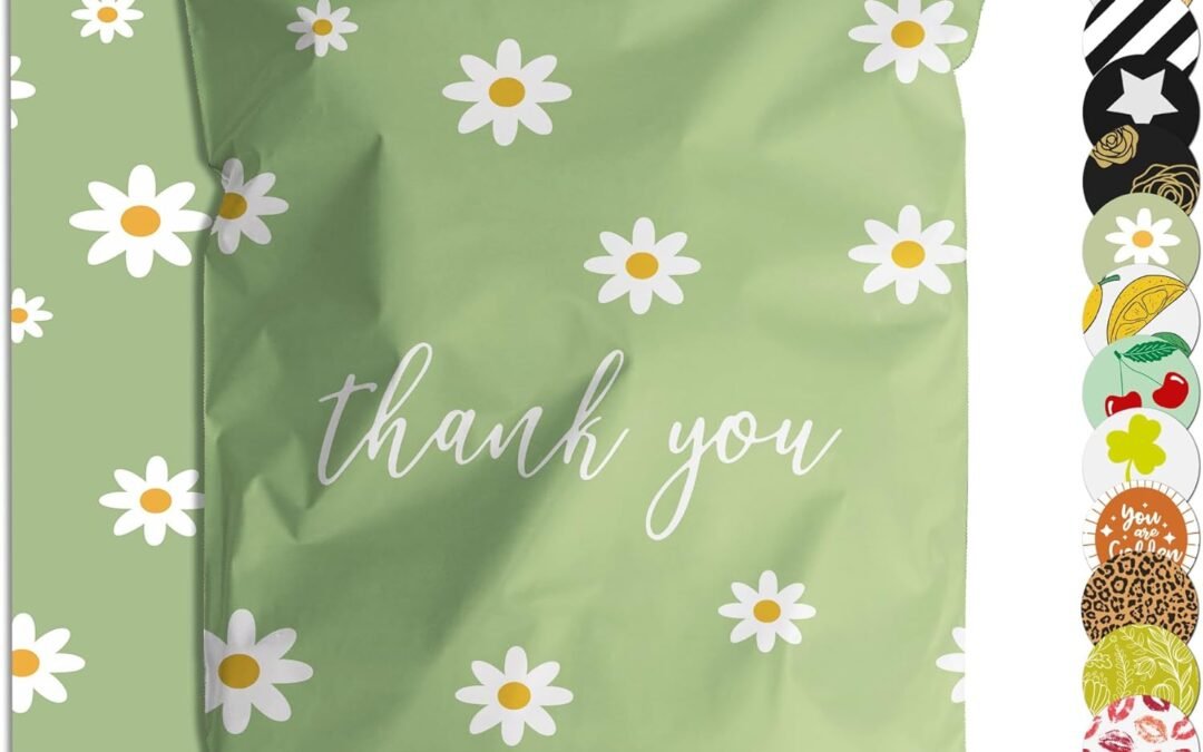 OEM Thank You Poly Mailer 10×13 Inch 100 Pcs, Waterproof and Tear-Resistant Shipping Bags for Clothing, Cute Mailing Bags with Self-Seal, Chrysanthemum Printed Packaging Bags for Small Business Factory