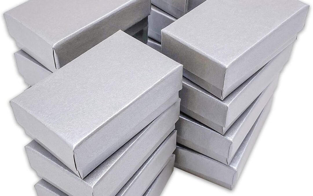 OEM TheDisplayGuys – 25-Pack #21 Cotton Filled Cardboard Paper Jewelry Boxes Gift Case – Pearl Gray (2.6″ x 1.6″ x 1.0″) – for Shipping or Storage Factory