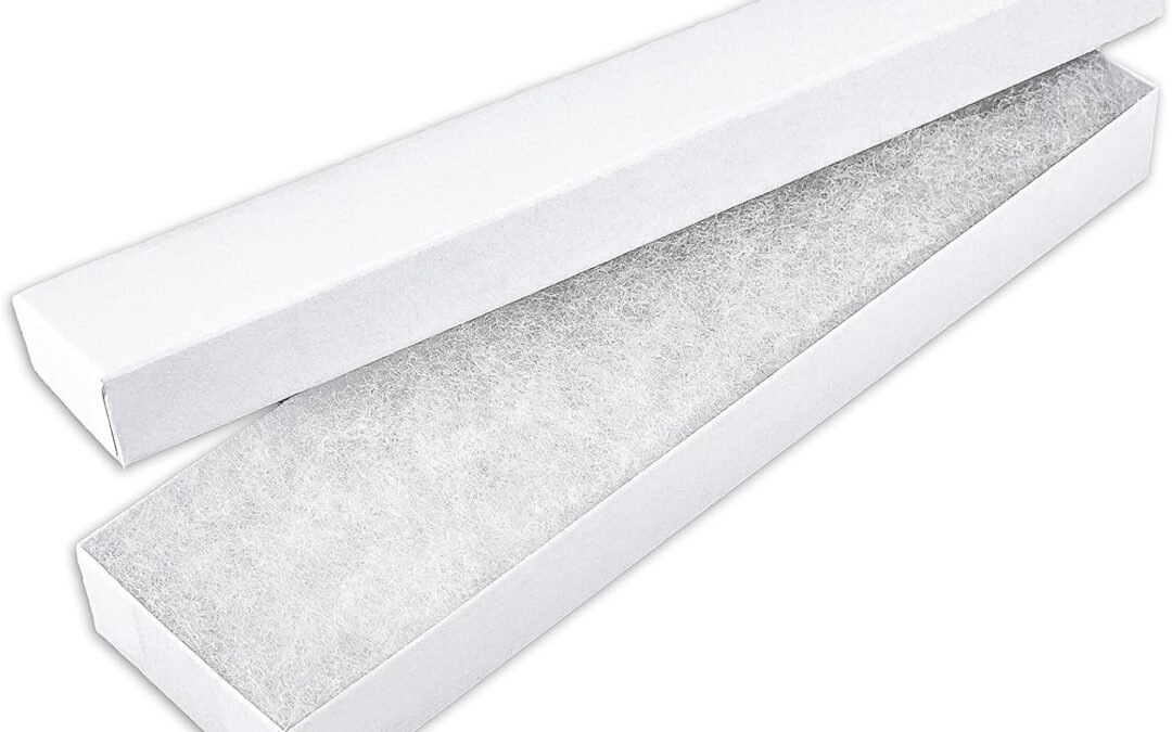 OEM TheDisplayGuys – 25-Pack #82 Kraft Paper Cardboard Gift Boxes/Jewelry Cases w. Cotton Padding & Lid – Matte White – (8.0″ x 2.0″ x 1.0″) Factory