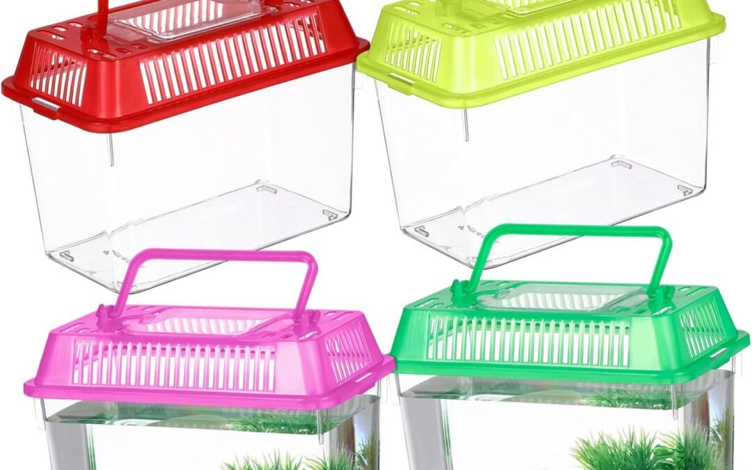 OEM UPKOCH 4pcs Portable Fish Tank Pet Box Tank Fish Tank Decoration Goldfish Crab Gel Reptile Basket Handheld Kit Accessories Stick Insect Tank Aquariums Frog Terrarium Plastic Factory