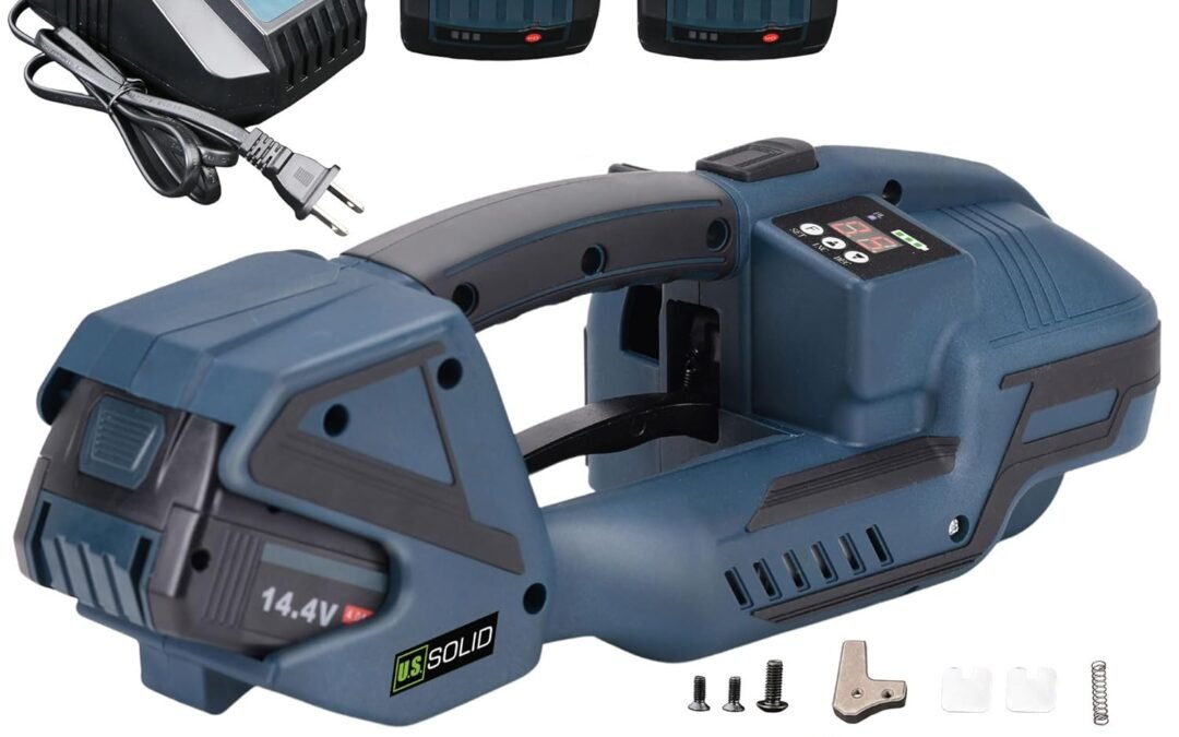 OEM U.S. Solid Electric Strapping Machine with LCD Screen Tool Portable Baler for 1/2-5/8 in PP PET Straps 2 x 4000mah Battery Powered Automatic Banding Box Pallet Factory