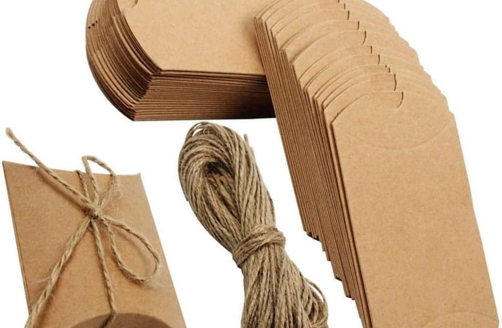 OEM UTHCLO 100pcs Kraft Paper Favor Boxes for Packaging Pillow Present Boxes with Twine for Weddings Birthdays and DIY Crafts Factory