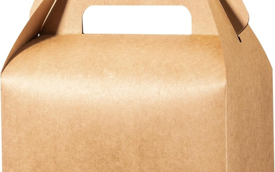 OEM UnicoPak 10 Pack Brown Gable Treat Boxes Party Favor Boxes Goodie Gift Boxes for Snacks Cookie Candy Toys Birthday Party Wedding Holidays 6.5×3.5×4 Inches Factory
