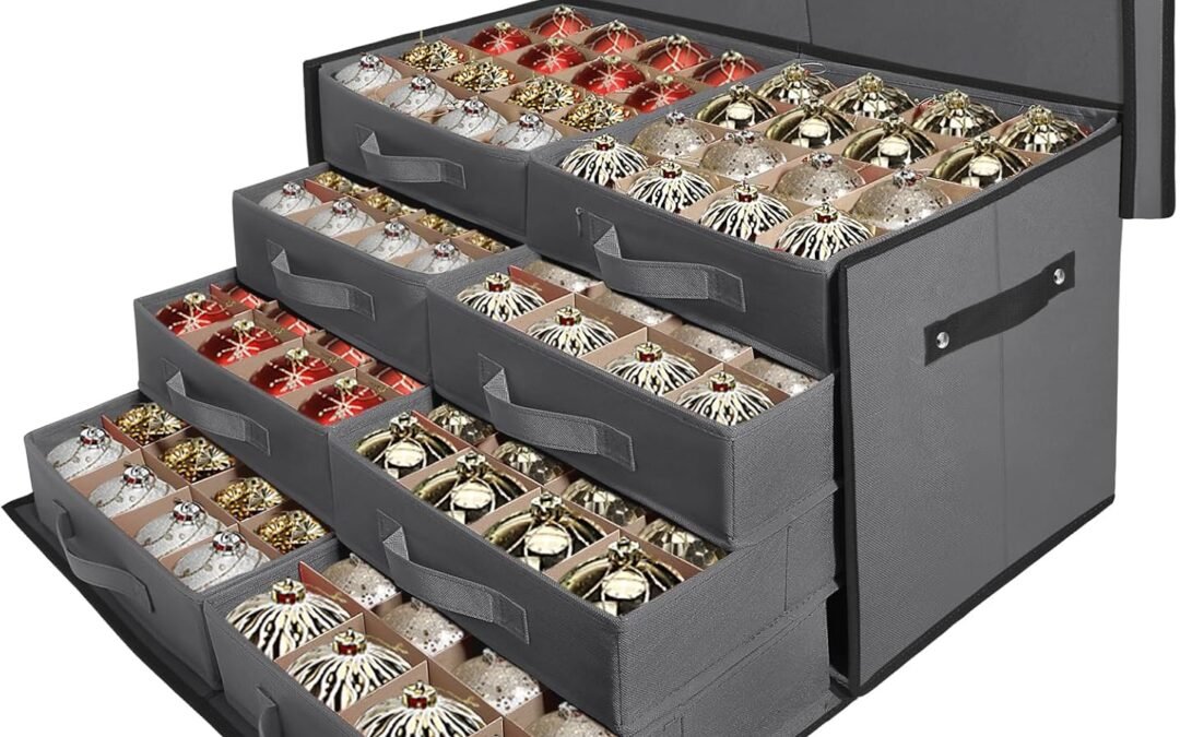 OEM WDZREE Premium Large Christmas Ornament Storage,Box with Side Open, Drawer Style Trays – 3″ Compartment, 8 Trays, Keeps 128 Holiday Ornaments -Made of Durable 600D Oxford Fabric Tear-Proof Material Factory