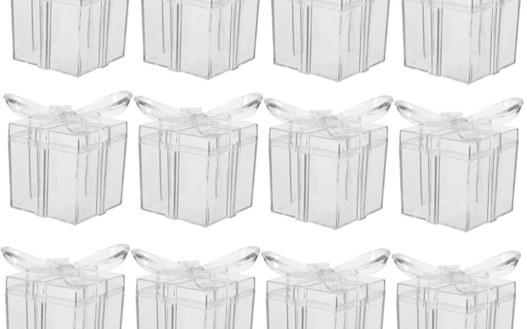 OEM WOFASHPURET 12pcs Clear Square Candy Boxes Reusable Plastic Favor Holders for Weddings Birthdays Events Sturdy Transparent Containers for Sweets Treats Factory