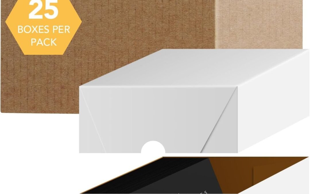 OEM White Business Card Folding Box – Thick and Sturdy Cardboard Boxes for Storage Containers, Packaging, Card Holder and Organizer – 25 per Pack (4″ x 3 1/2″ x 2″) Factory