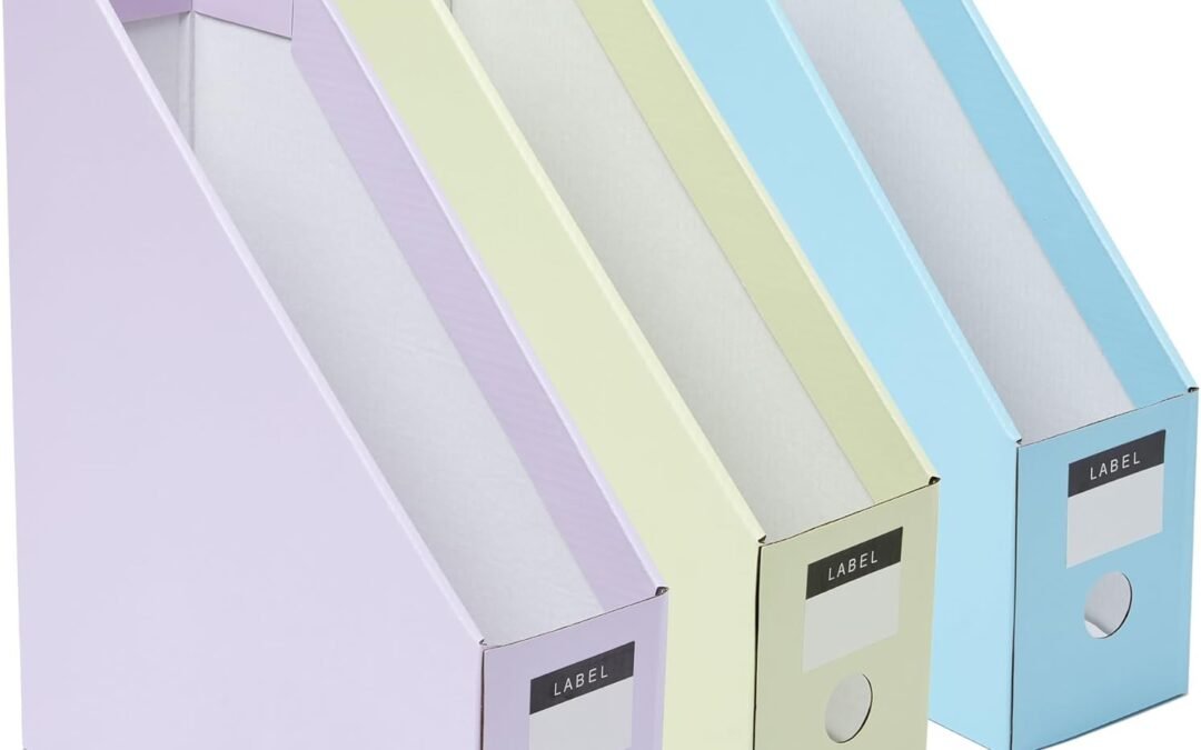 OEM Y YOMA 12 Pack Cardboard Magazine File Holder Collapsible Magazine Holder with Labels Colored Magazine Storage Box for Desktop Shelves Document Storage Box, Pastel Design Factory
