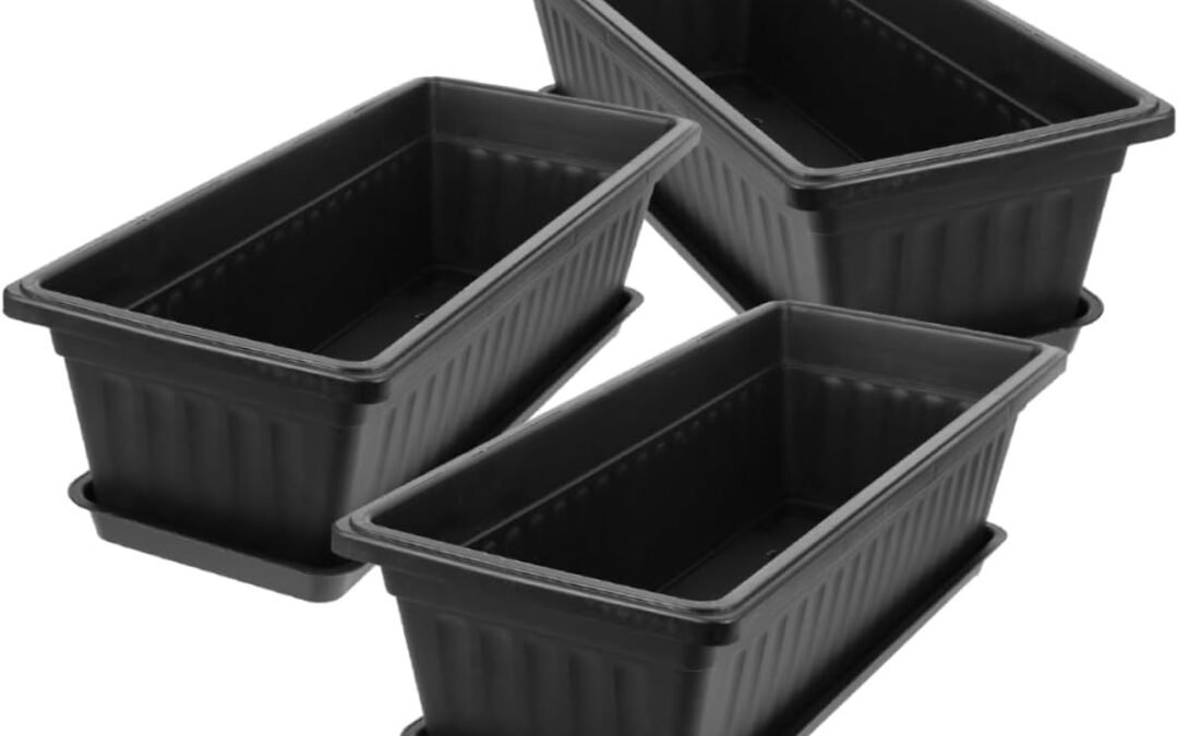 OEM Yardwe 3 Sets Plastic Flower Pot with Tray Home Herb Planter Indoor Patio Indoor Plant Pot White Rectangular Extra Large Plant Pots Outdoor Planter Boxes Pots Windowsill Pot Pp Black Factory