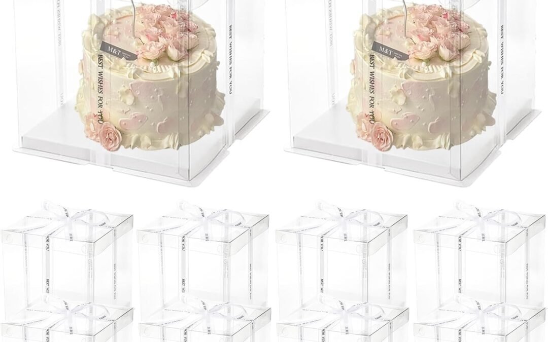 OEM ZILAMGOO 10 Pcs Large Cake Clear Box with Ribbon, 11.6×11.6×9.8 Inches Transparent Cake Carrier Box with Lids for Birthday Wedding Festival Party Anniversary Factory