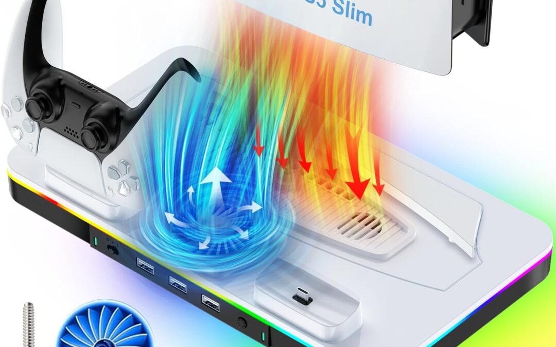 OEM for PS5/PS5 Slim Stand,PS5 Slim/PS5 Cooling Station with RGB Color-Changing LED Controller Charging,Dual Controller Charger for Playstation 5 Console,PS5/PS5 slim Accessories with 2 Level Cooling Fan Factory