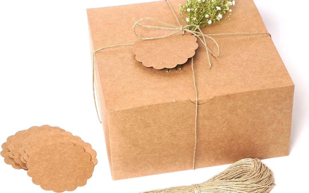 OEM mudrit Kraft Gift Boxes 10 Pack 8x8x4 Inches, Thick Kraft Paper Boxes with Lids, Tags & Jute Rope for Gifts, Wedding Favours, Bridesmaid Proposals, Cupcakes, Crafting Factory