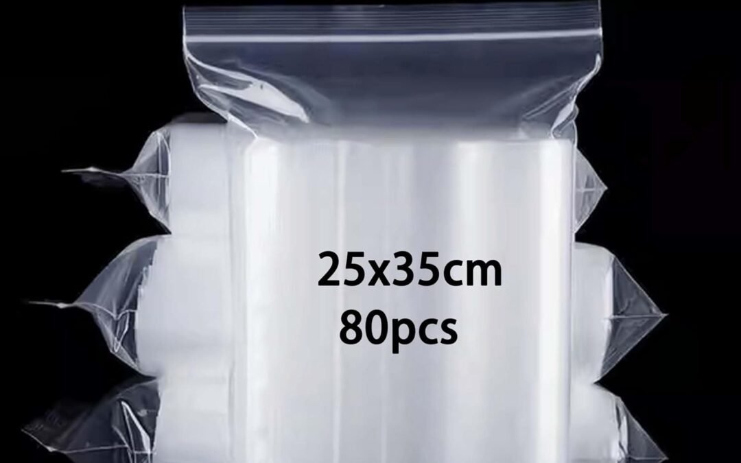 OEM newlng Large Plastic Bags 10×14″/25x35cm 80pcs Resealable Bags Clear Plastic Bag Poly Bag for Packaging, Travel Storage, T-Shirt, Towel, Clothes, Jean, Jacket, Document Factory