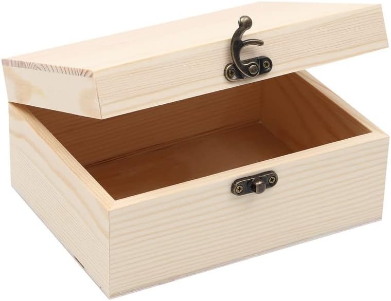 Wholesale OEM ODM (1-Pack Unfinished Unpainted Wooden Box with Hinged Lid for Crafts DIY Storage Jewelry Plain Pine Box – Small 6.7″x5.1″x3.1″ Factory & Supplier