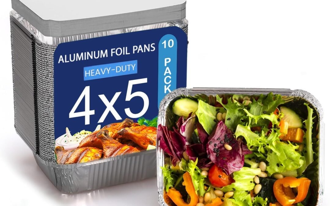 Wholesale OEM ODM 10-Pack 4×5 Foil Pans with Lids 8oz Square Aluminum Baking Trays Heavy Duty Disposable Mini Loaf Pans Meal Prep Cake Freezer Cooking Takeout Food Containers Portable Tin Foil Storage Tins to Go Boxes Factory & Supplier
