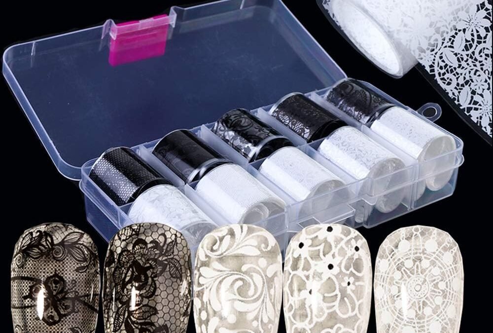 Wholesale OEM ODM 10 Rolls Black White Flower Nail Foil Transfer Sticker Kit Lace Nail Foil Sheets Foil Nail Art Decals Flower Nail Foil Transfer Stickers Foil Nail Wraps for Women Nail Art Factory & Supplier