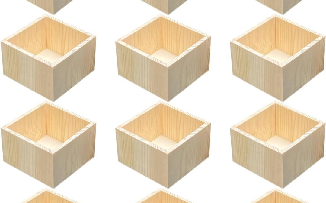 Wholesale OEM ODM 12 Pack 4.7 Inch Square Wood Box Unfinished Small Wooden Boxes for Crafts (Outer 4.7X 4.7X 3 in,Interior 4 x 4 x 2.9 in) Factory & Supplier