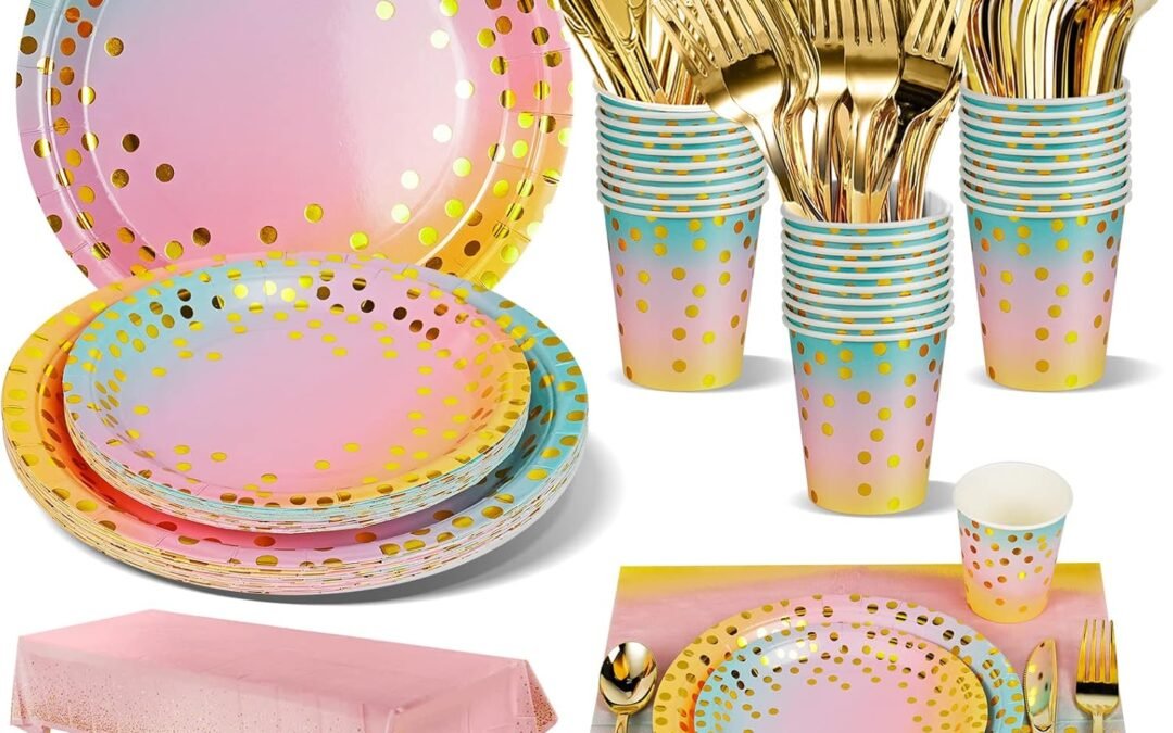 Wholesale OEM ODM 141 Pieces Purple Rainbow Party Supplies, Party Dinnerware Sets Include Paper Plates Napkins Cups Silverware, for Wedding Bridal Shower Engagement Birthday Parties Decoration -20 Serves Factory & Supplier