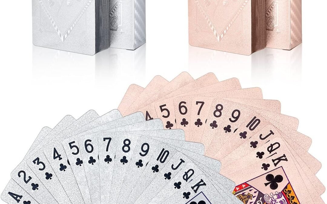 Wholesale OEM ODM 2 Decks Playing Cards Foil Poker Cards Deck of Cards 24K Gold Diamond Foil Poker Cards Waterproof Plastic Cards with Gift Box,Game Tools for Family Game Party- Cool Silver and Rose Gold Factory & Supplier