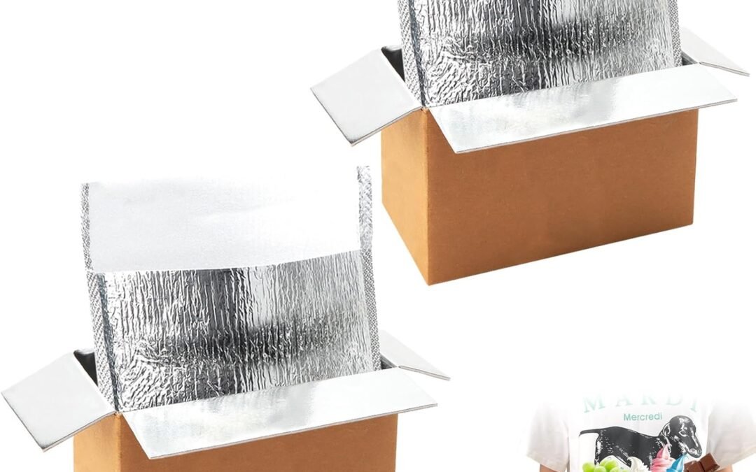 Wholesale OEM ODM 2 Pack Hot & Cold Double Insulated Shipping Box with Aluminum Foil Insulated Bag Liner, 8x4x5 Inch Reusable Hot & Frozen Food Delivery Insulated Carton for Shipping, Mailing, Packing, Moving Factory & Supplier