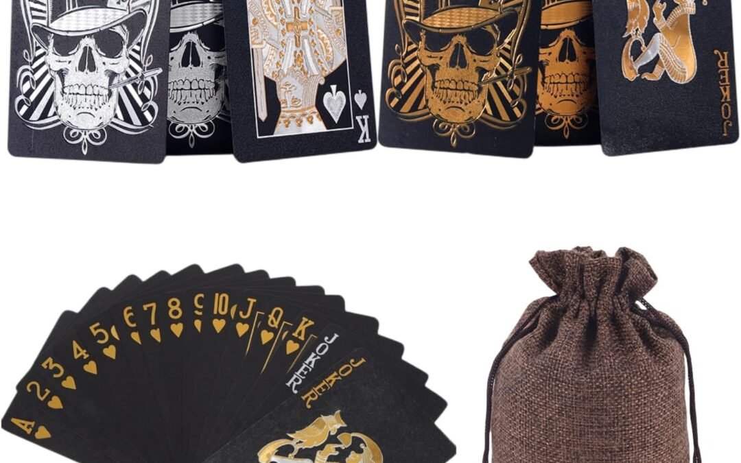 Wholesale OEM ODM 2 Pack Skull Playing Cards Black Poker Cards Waterproof Plastic Black Foil Playing Cards Highly Flexible,2 Decks of Cards with Bag (Gold Silver) Factory & Supplier