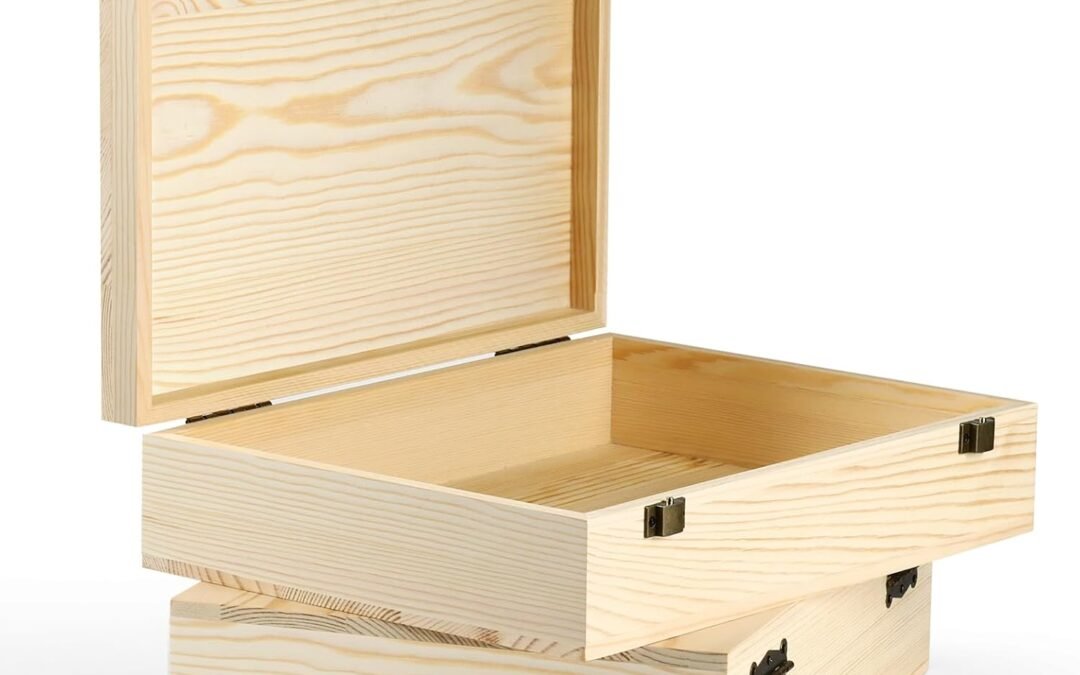 Wholesale OEM ODM 2 Pack Unfinished Wooden Box with Lid – 12″x9″x3.1″ Decorative Storage Keepsake Memory Boxes Natural Pine Wooden Boxes for Crafts, DIY, Painting, Wood Burning,Wood Gift Box- Ideal Gift & Home Factory & Supplier