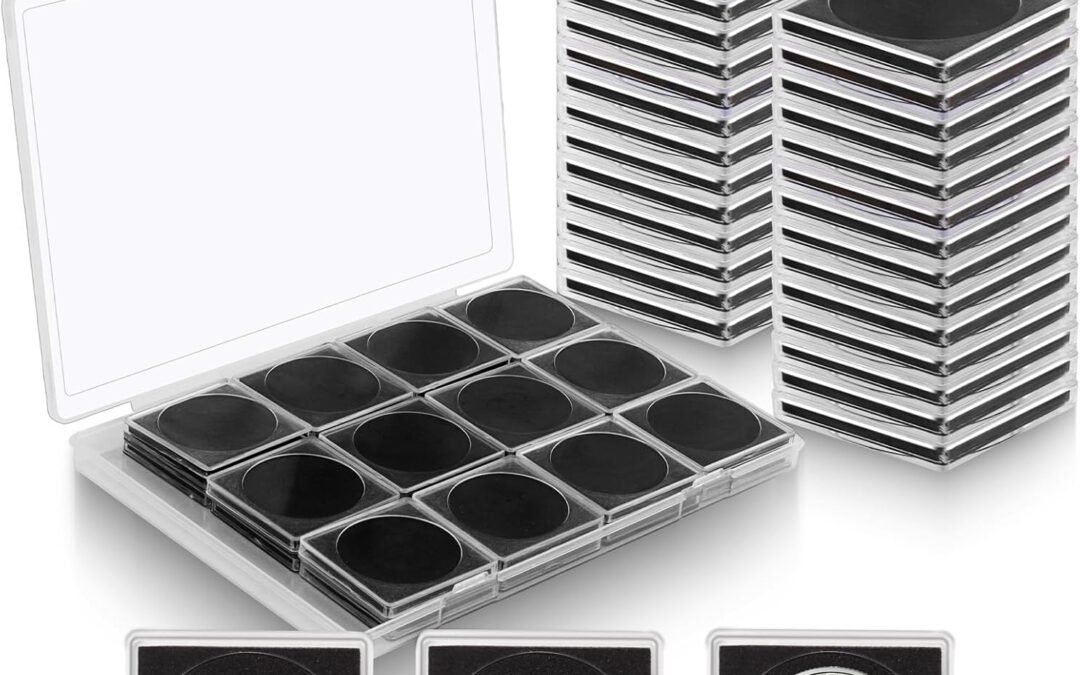 Wholesale OEM ODM 24 PCS Acrylic Coin Holders for All Coins, 5 Sizes Coin Collection Cases with Sponges, 20/25/30/35/40 mm Adjustable Coin Protectors for All Coins for Award Ceremonies, Business Presents Factory & Supplier