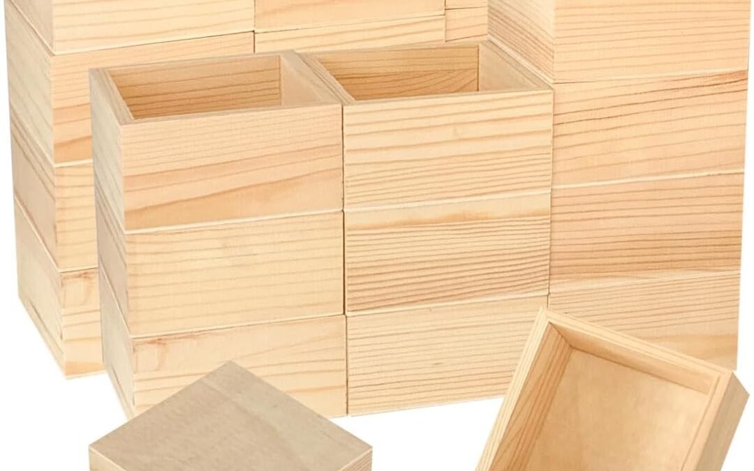 Wholesale OEM ODM 24 Pack Square Wood Box Unfinished Small Wooden Boxes for Crafts (Outer 3.7X 3.7X 2 in,Interior 3.2 x 3.2 x1.9 in) Factory & Supplier