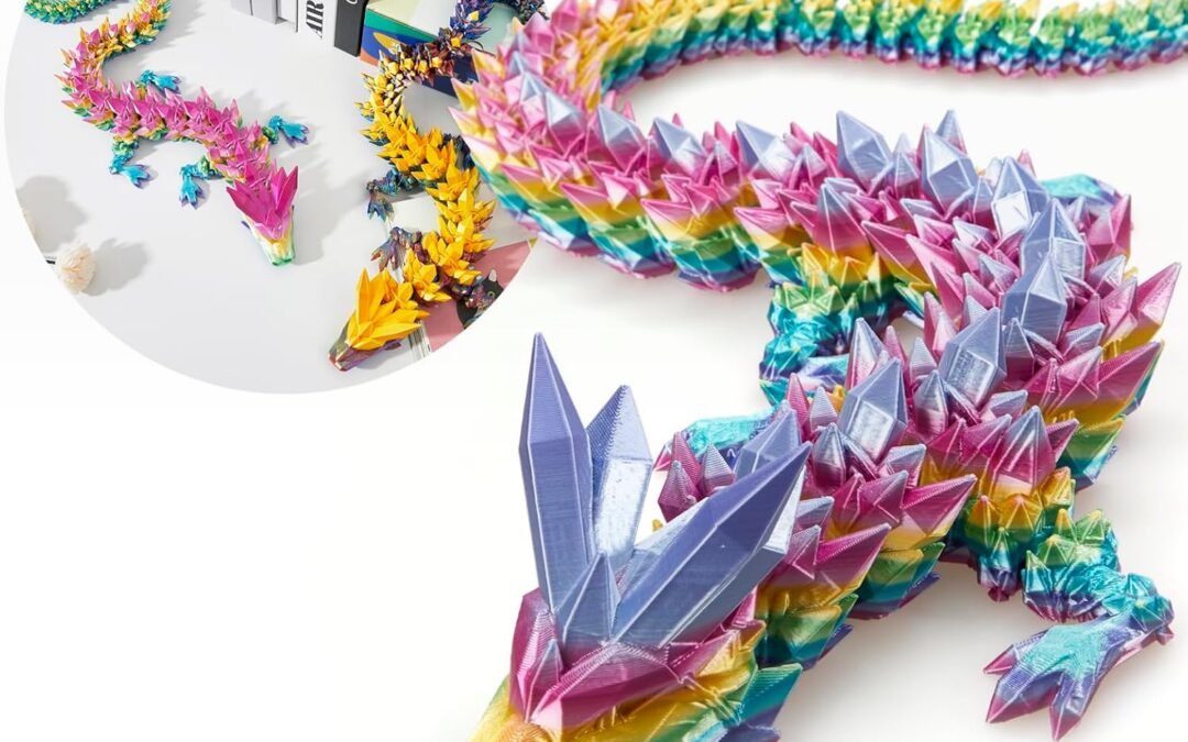Wholesale OEM ODM 30 ”Large 3D Dragon,Flexible Articulated Dragon,Crystal Dragon Toy, 3D Printed Gift for Festival,Home Decoration, Executive Desk Decorations(Rainbow) Factory & Supplier