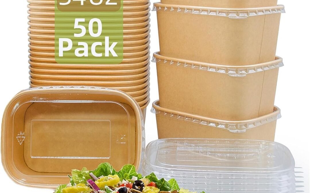 Wholesale OEM ODM 34 OZ Disposable Bowls 50 Sets, Square Kraft Paper Salad Bowls with Lids, Oil-Proof Soup Bowls Microwave Freeze, Perfect for Disposable Meal Prep Food Container Takeout Factory & Supplier
