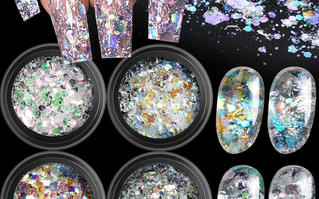 Wholesale OEM ODM 4 Boxes Iridescent Nail Glitter Powder Set, Shiny Aurora Sequins for Nail Art Chameleon Holographic Nail Foil Silver Blue Mermaid Opal Flakes Reflective 3D Accessories Manicure Decorations Factory & Supplier