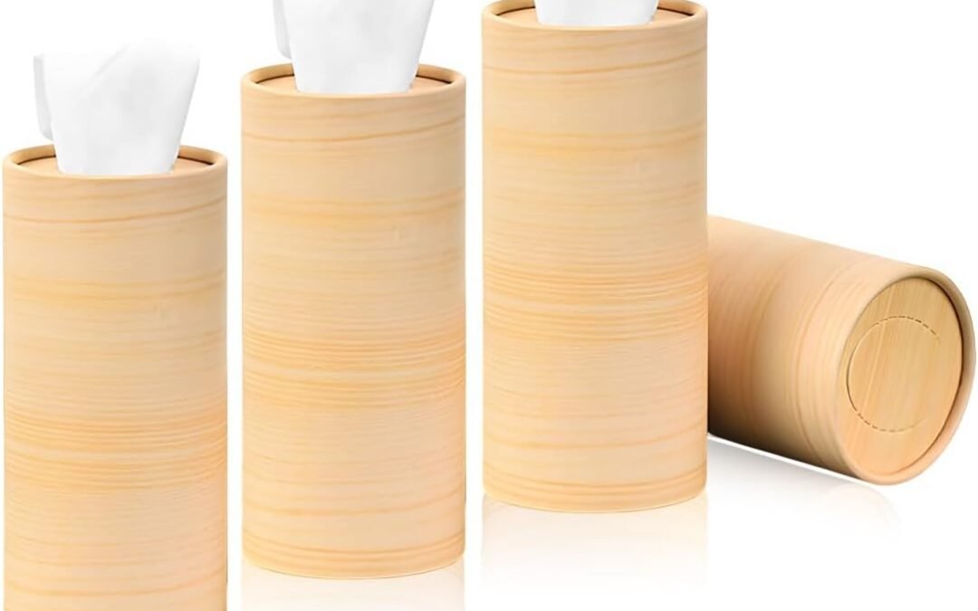 Wholesale OEM ODM 4 PCS Car Tissue Holder, Quick Convenient Refill Cylinder Facial Tissue Holder, Travel Tissues Box Round Container Suitable for Car Cup Holder, Universal Car Accessories (Wood) Factory & Supplier