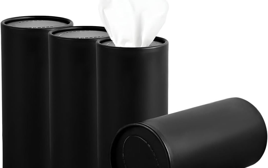 Wholesale OEM ODM 4 PCS Car Tissues Holder, Car Cup Holder Refillable Travel Tissues Tube with Facial Tissues, Portable Cylinder Round Tissue Boxes Container Decor for Car Office Home (Black) Factory & Supplier