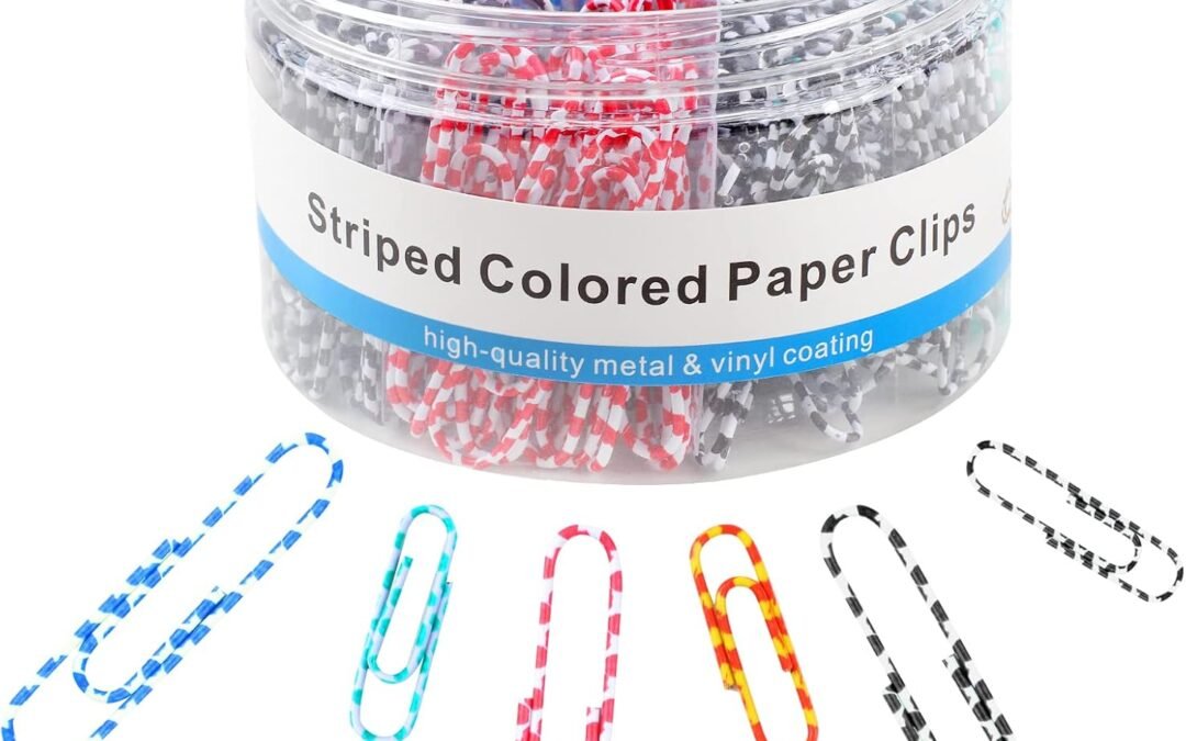 Wholesale OEM ODM 400 PCS Paper Clips, Metal Coated Paperclips, Paper Clips Assorted Sizes Medium & Large, Striped Colored Paper Clips, Colored Paper Clips Teacher Supplies for Home, School, Office (1.1″ & 2″) Factory & Supplier