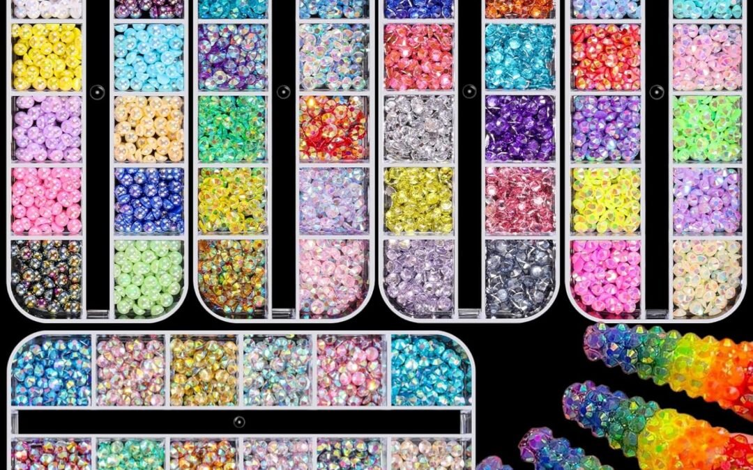 Wholesale OEM ODM 5 Boxes 3000pcs Sparkling Crystal Nail Rhinestones Pearls Kit, Flatback Multicolor Transparent Jelly AB Mermaid Gems with Pick Up Pen and Curved Tweezers for Manicure Salon & Craft DIY Designs (4mm) Factory & Supplier