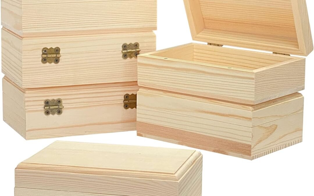 Wholesale OEM ODM 6-Pack Wooden Box Unfinished Rectangle Pine Wood Box for Crafts,Magnetic Hinged Lid (5.5 x 3.5 x 1.9 in) Factory & Supplier