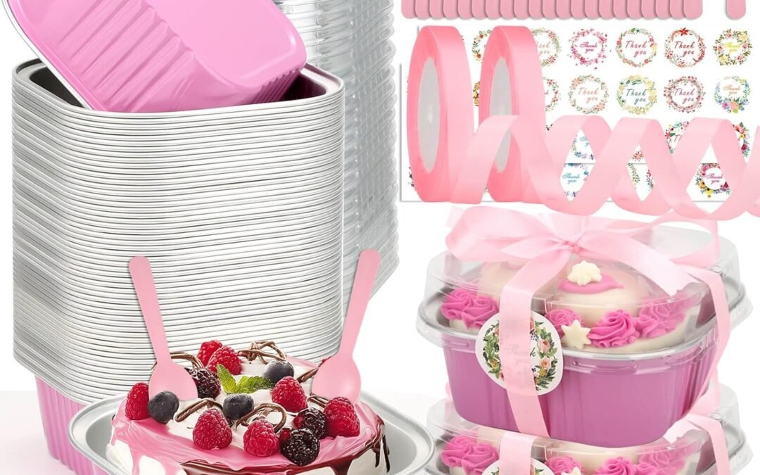 Wholesale OEM ODM 60 Pack 10oz Mini Cake Pans with Lids and Spoons, Aluminum Foil Pan Mini Cake Tins with Lids, Square Individual Baking Pan Cup for Wedding, Birthday Party, Picnics Factory & Supplier
