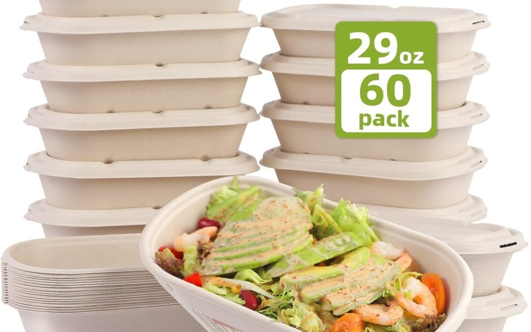 Wholesale OEM ODM 60Pcs(29oz) Disposable Meal Prep Lunch Food Takeout Salads Sandwiches Bowls Containers with Lids,Compostable Biodegradable to go Food Microwavable Freezer Safe Containers for Party Camp out. Factory & Supplier