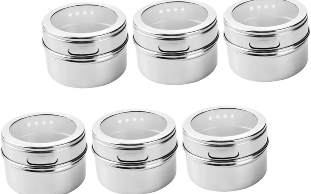 Wholesale OEM ODM 6Pcs Stainless Steel Magnetic Spice Jar Visual Seasoning Container with Space Saving for Home and Outdoor Bbq Easy to Clean Powder Dredgers Factory & Supplier