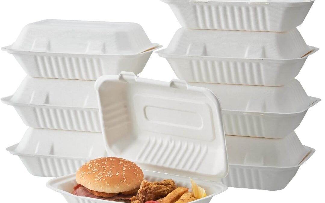 Wholesale OEM ODM [9X6 1-Compartment 75-Pack Bio Natural Clamshell Take Out Food Containers with Lids, Disposable Bagasse Togo Plates, Eco-Friendly Biodegradable Made of Sugar Cane Fibers Factory & Supplier